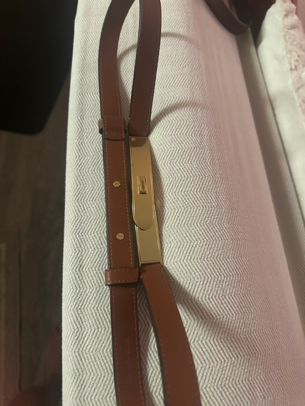 Ralph Lauren Brown Leather Belt with Gold-Tone Buckle